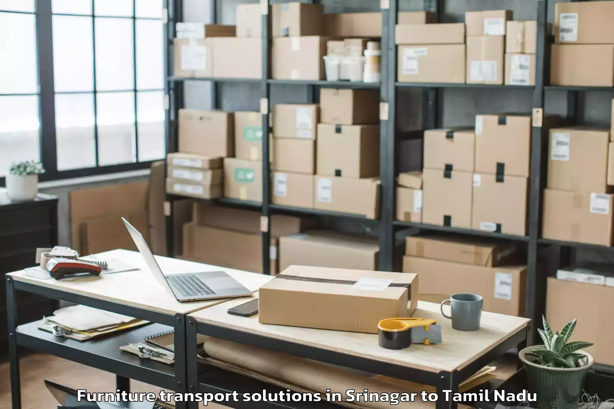 Affordable Srinagar to Uttamapalaiyam Furniture Transport Solutions